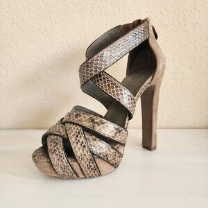 Tory Burch Venice Faux Snake & Suede Platform Heels - Size 5